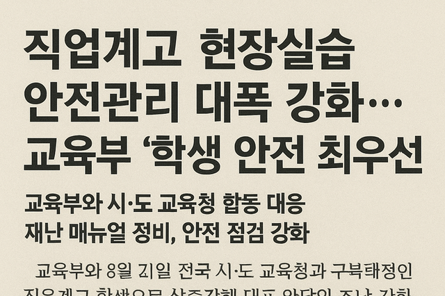 직업계고 현장실습, 안전관리 대폭 강화…교육부 “학생 안전 최우선”
